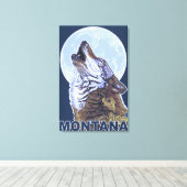MontanaWolf Howling Canvas Afdruk (Insitu (Houten vloer))