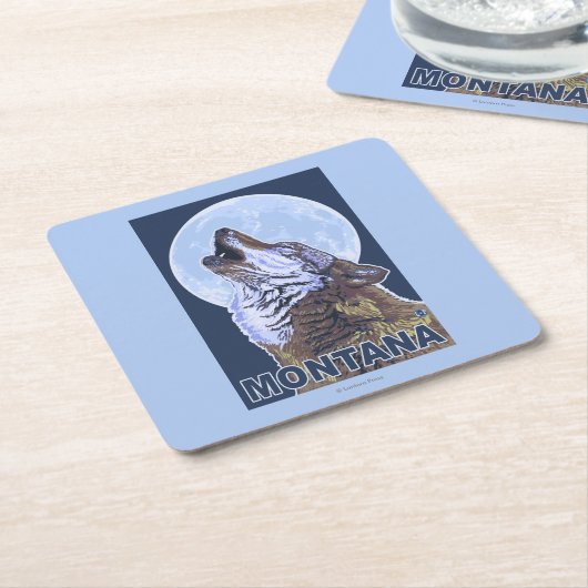 MontanaWolf Howling Kartonnen Onderzetters (Schuin)