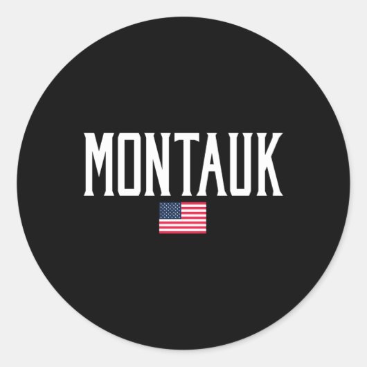 Montauk Amerikaanse vlag witte tekst Ronde Sticker (Voorkant)