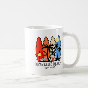 Montauk Beach New York Retro Surfplank Vintage Koffiemok