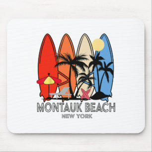 Montauk Beach New York Retro Surfplank Vintage Muismat