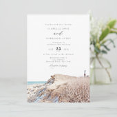 MONTAUK Beach New York Waterverf Wedding Invitati Kaart (Staand voorkant)