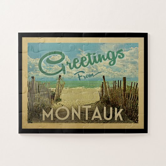 Montauk Beach Vintage Travel Legpuzzel (Horizontaal)
