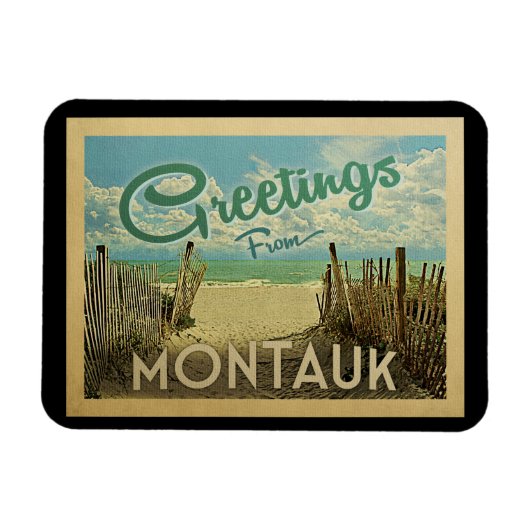 Montauk Beach Vintage Travel Magneet (Horizontaal)