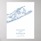 Montauk Hamptons Bruiloft Modern Gastenboek Poster (Voorkant)