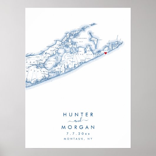 Montauk Hamptons Bruiloft Modern Gastenboek Poster (Voorkant)