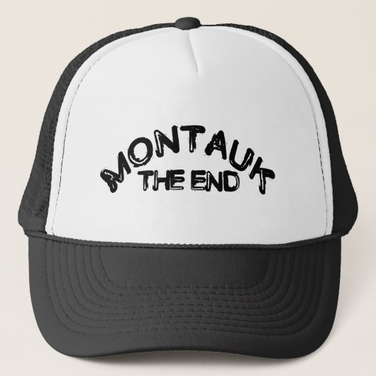 Montauk Het Einde Long Island Stranddag Hamptons Trucker Pet (Voorkant)