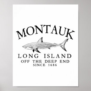 Montauk Li Off The Deep End Haaienvissen Vintage Poster