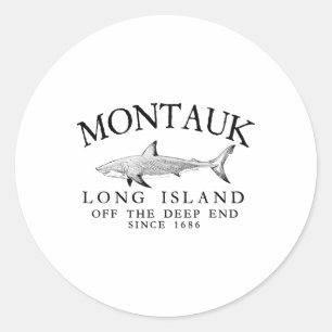 Montauk Li Off The Deep End Haaienvissen Vintage Ronde Sticker