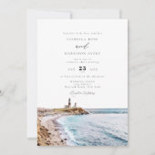 MONTAUK Lighthouse New York Waterverf Wedding Kaart (Voorkant)