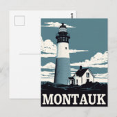 Montauk Lighthouse Retro Reisposter Briefkaart (Voorkant / Achterkant)