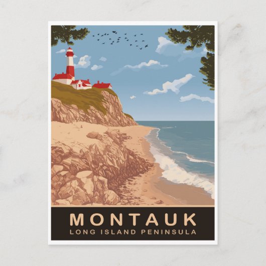 Montauk, Long Island, Vintage reizen Briefkaart (Voorkant)