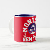 Montauk, New York Tweekleurige Koffiemok (Voorkant links)