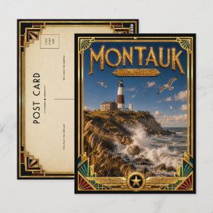 Montauk New York Vintage Art Deco Gouden Tijdperk Briefkaart