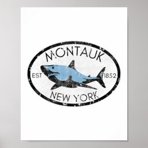 Montauk New York Vissen Haai Vis Strand Bootvaren Poster