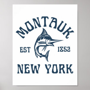 Montauk New York Vissen Marlijn Reizen Vis Strand Poster
