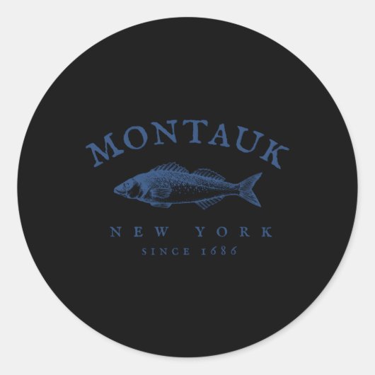 Montauk New York Vist Ronde Sticker (Voorkant)