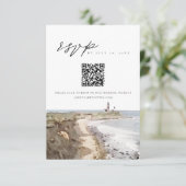MONTAUK New York Waterverf QR Code RSVP Card Kaart (Staand voorkant)