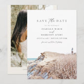 MONTAUK NIEUWE YORK Waterverf Beach Save the Date  Kaart (Voorkant / Achterkant)