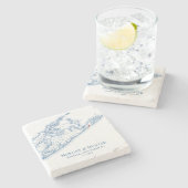 Montauk NY Hamptons Bestemming Huwelijksgunst Stenen Onderzetter (Zijkant)