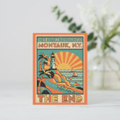 Montauk NY Het Einde Retro Reizen Briefkaart (Staand voorkant)