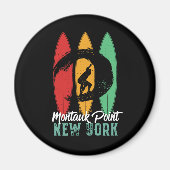 Montauk Point Beach New York  Retro Surfing Magneet (Voorkant)