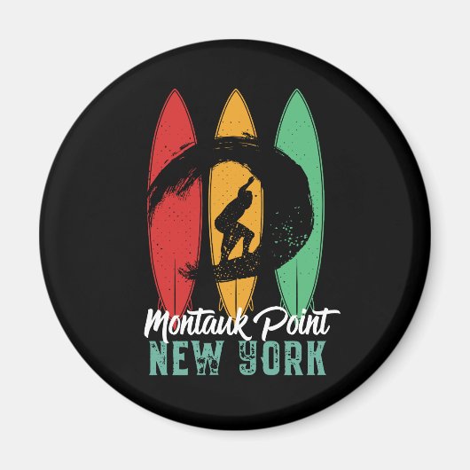 Montauk Point Beach New York  Retro Surfing Magneet (Voorkant)