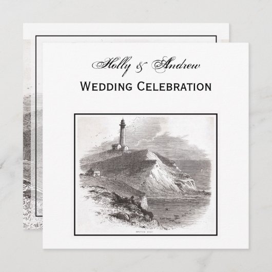 Montauk Point Lighthouse Hamptons SQ Wedding Kaart (Voorkant / Achterkant)