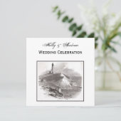 Montauk Point Lighthouse Hamptons SQ Wedding Kaart (Staand voorkant)