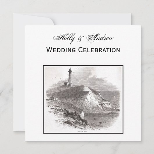 Montauk Point Lighthouse Hamptons SQ Wedding Kaart (Voorkant)