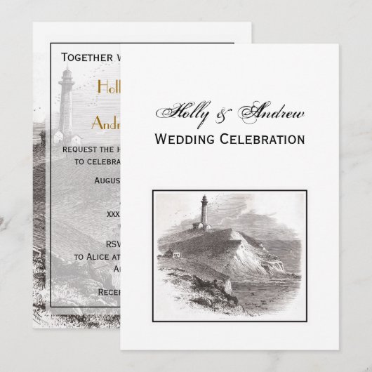 Montauk Point Lighthouse Hamptons Wedding V Kaart (Voorkant / Achterkant)