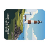 Montauk Point Lighthouse, Kustklif & Zeilboot Magneet (Horizontaal)