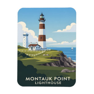 Montauk Point Lighthouse, Kustklif & Zeilboot Magneet