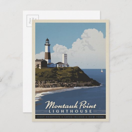 Montauk Point Lighthouse, Long Island NY Briefkaart (Voorkant / Achterkant)