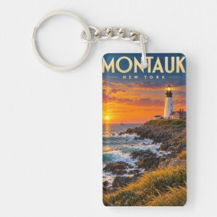 Montauk Point Lighthouse Zonsondergang New York  Sleutelhanger
