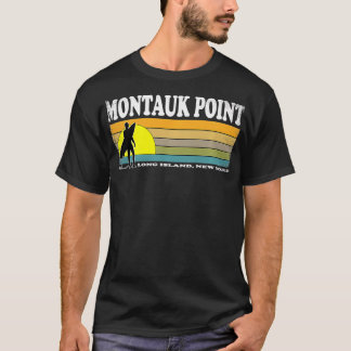 Montauk Point Long Island Retro Surfen Souvenir T-shirt