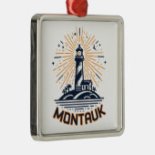 Montauk Point New York Lighthouse Sunrise Metalen Ornament (Rechts)