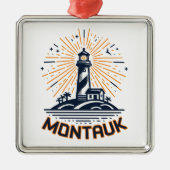 Montauk Point New York Lighthouse Sunrise Metalen Ornament (Voorkant)
