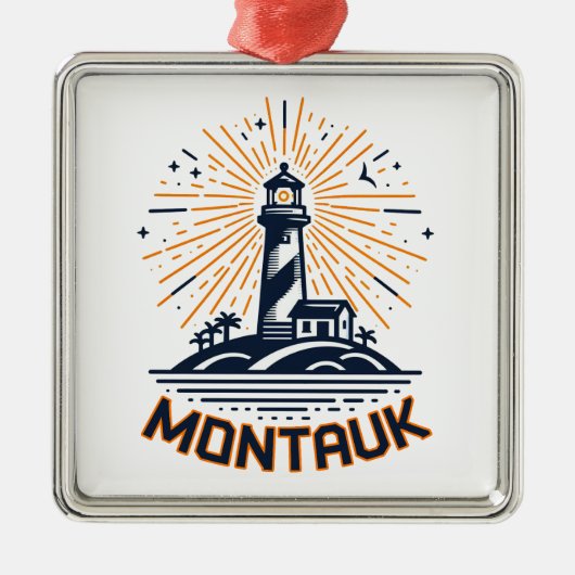Montauk Point New York Lighthouse Sunrise Metalen Ornament (Voorkant)