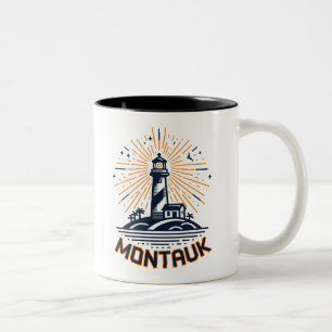 Montauk Point New York Vuurtoren Zonsopgang Tweekleurige Koffiemok