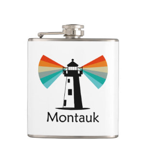 Montauk Point, vuurtoren in New York, regenboog Heupfles