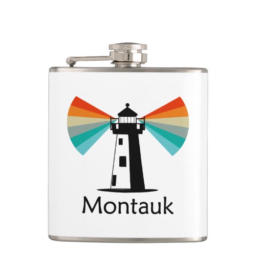 Montauk Point, vuurtoren in New York, regenboog Heupfles (Voorkant)