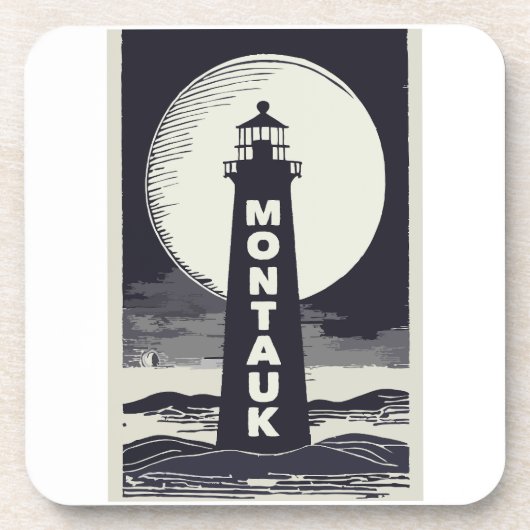 Montauk Point vuurtoren Moon Bier Onderzetter (Voorkant)