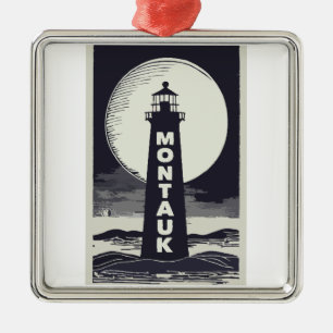 Montauk Point vuurtoren Moon Metalen Ornament