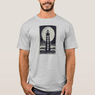 Montauk Point vuurtoren Moon T-shirt