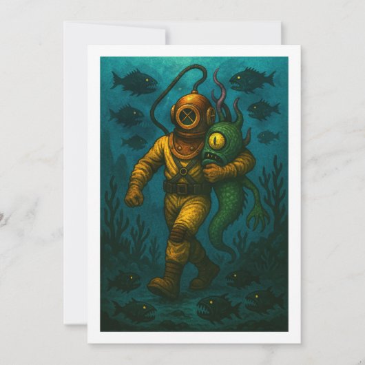 Montauk Salvage Co. Diver met vriend 5x7 Blank Save The Date (Voorkant)