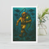 Montauk Salvage Co. Diver met vriend 5x7 Blank Save The Date (Staand voorkant)