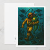 Montauk Salvage Co. Diver met vriend 5x7 Blank Save The Date (Voorkant / Achterkant)