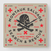 Montauk Salvage Co. Militaire stijl Muur Clack Vierkante Klok (Voorkant)