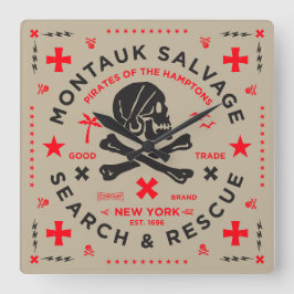 Montauk Salvage Co. Militaire stijl Muur Clack Vierkante Klok